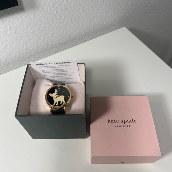 NIB Kate Spade French Bulldog Metro Leather Watch - Picture 9 of 12